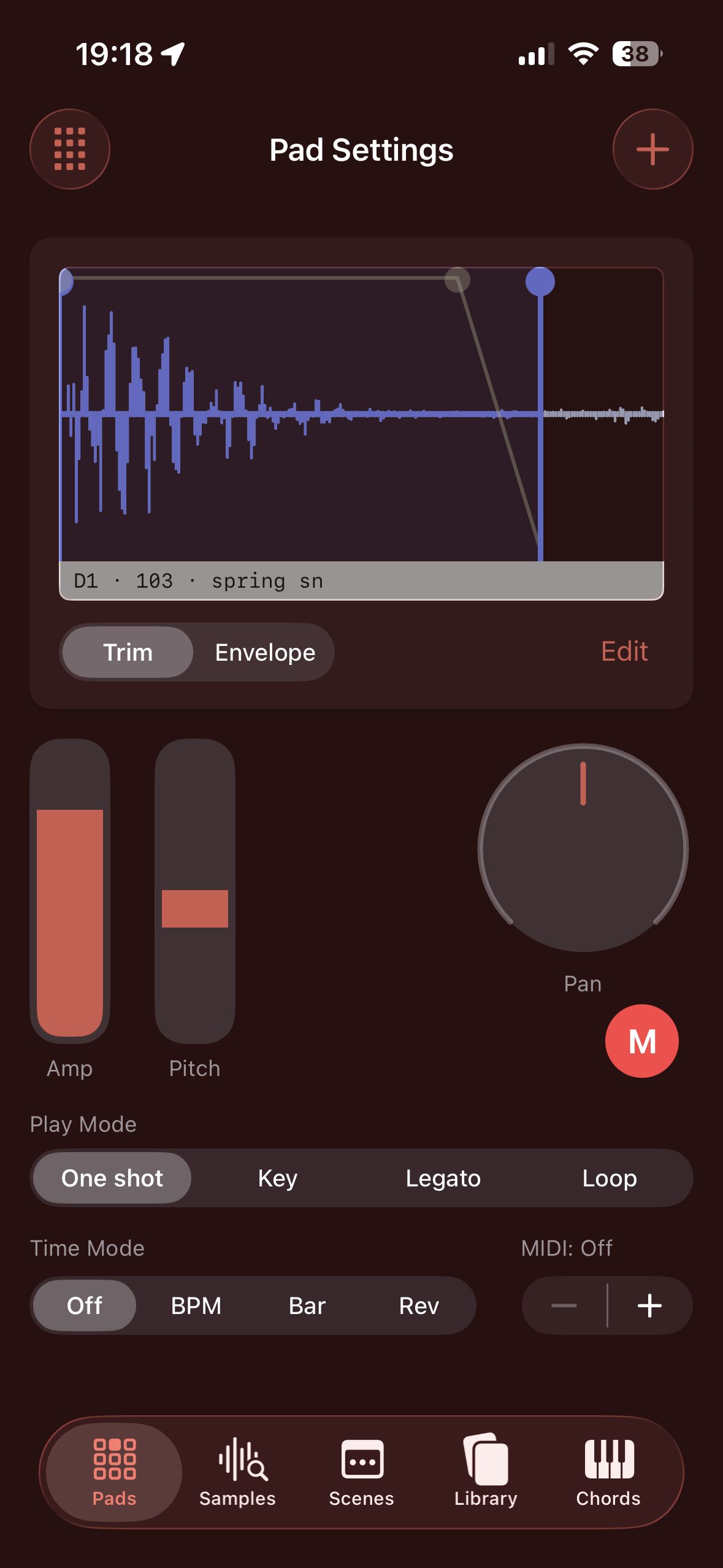 Best Friend pad settings in the EP-1320 dark theme