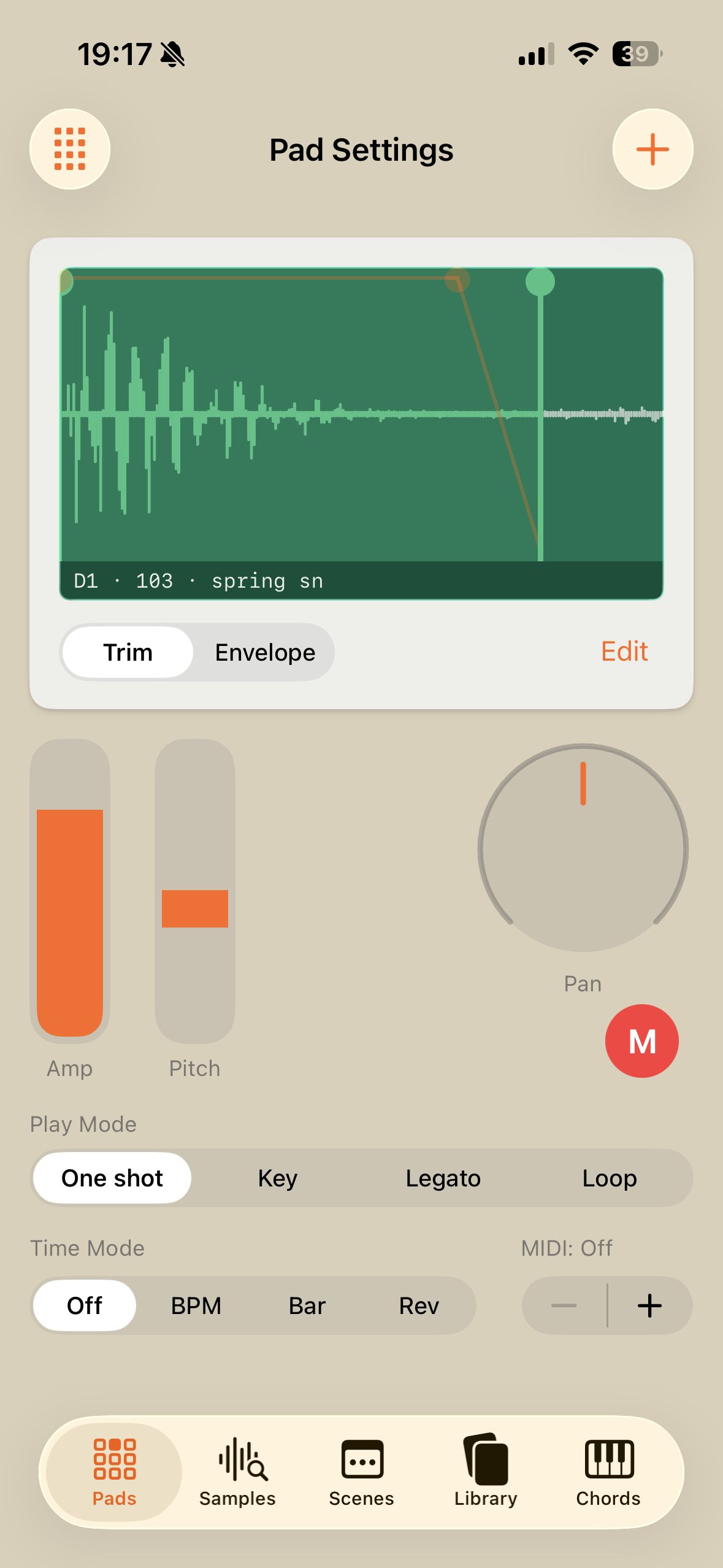 Best Friend pad settings in the EP-40 light theme